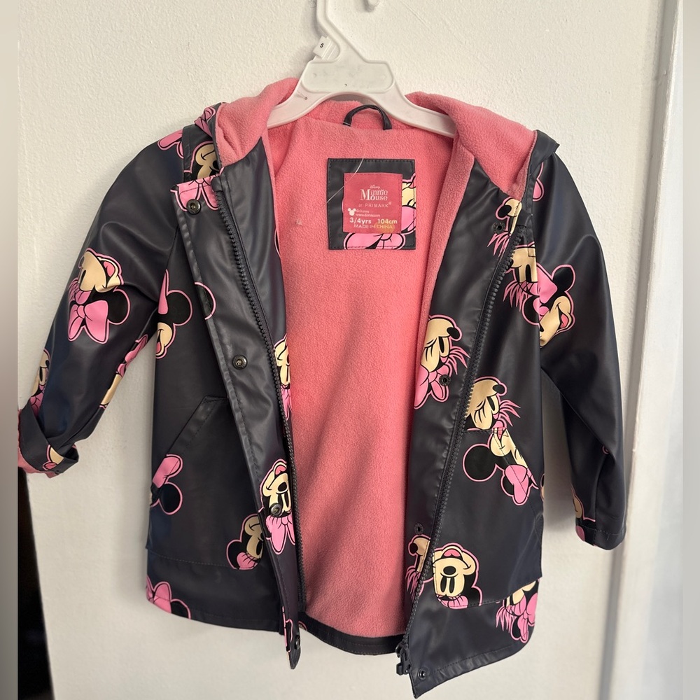 Primark Kids Raincoat - Black with Pink Accents